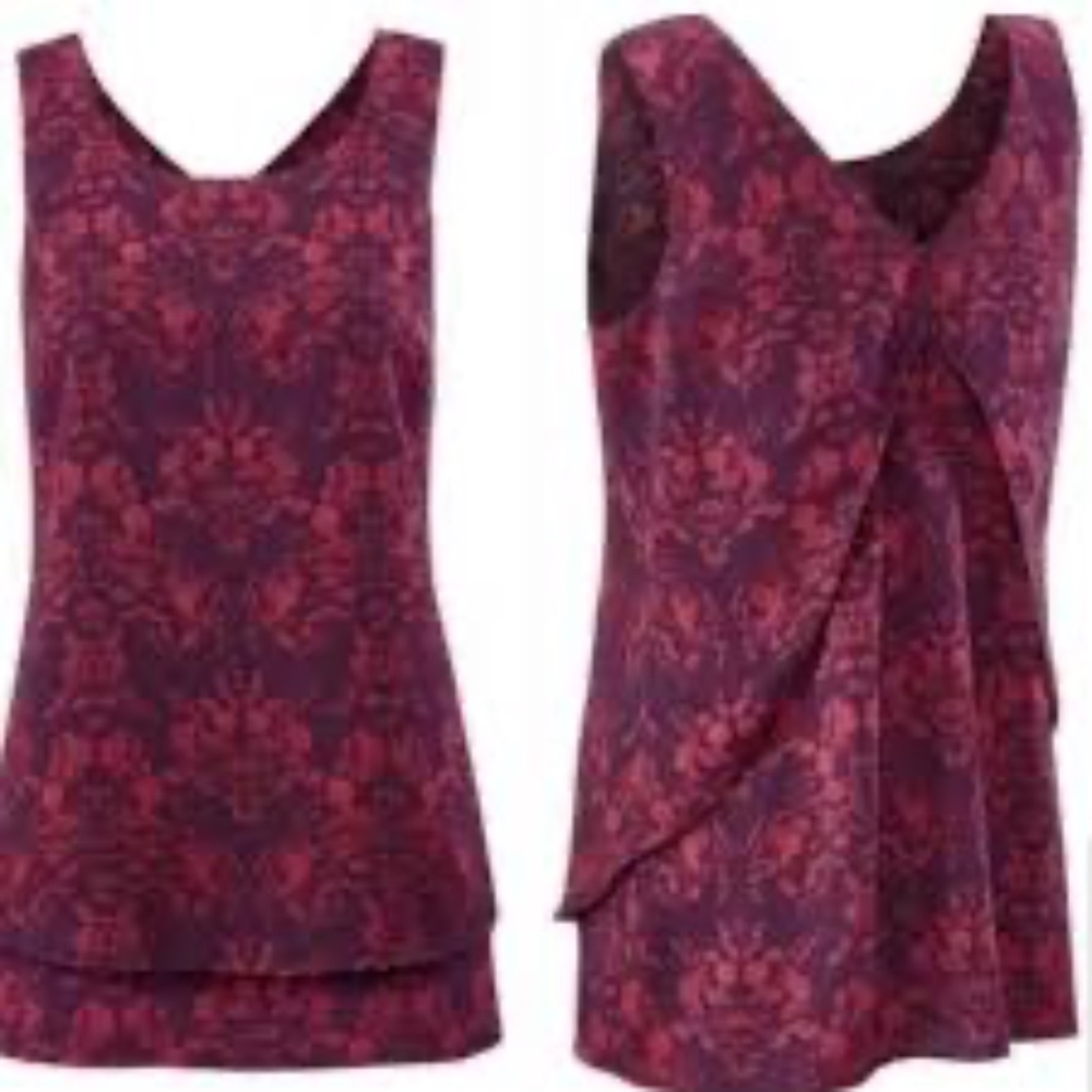 Cabi Cameo tunic blouse Sz XL sleeveless cutaway back #3258